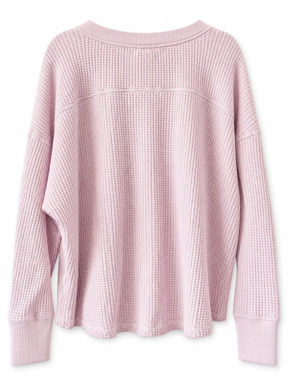 aerie Waffle-Knit V-Neck Pullover - Light Pink - Picture 3 of 3